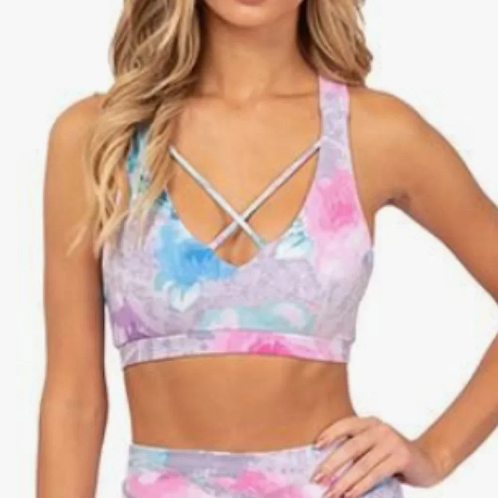 VITA LA x ANNA VICTORIA strappy criss cross racerback yoga top M - Picture 1 of 8